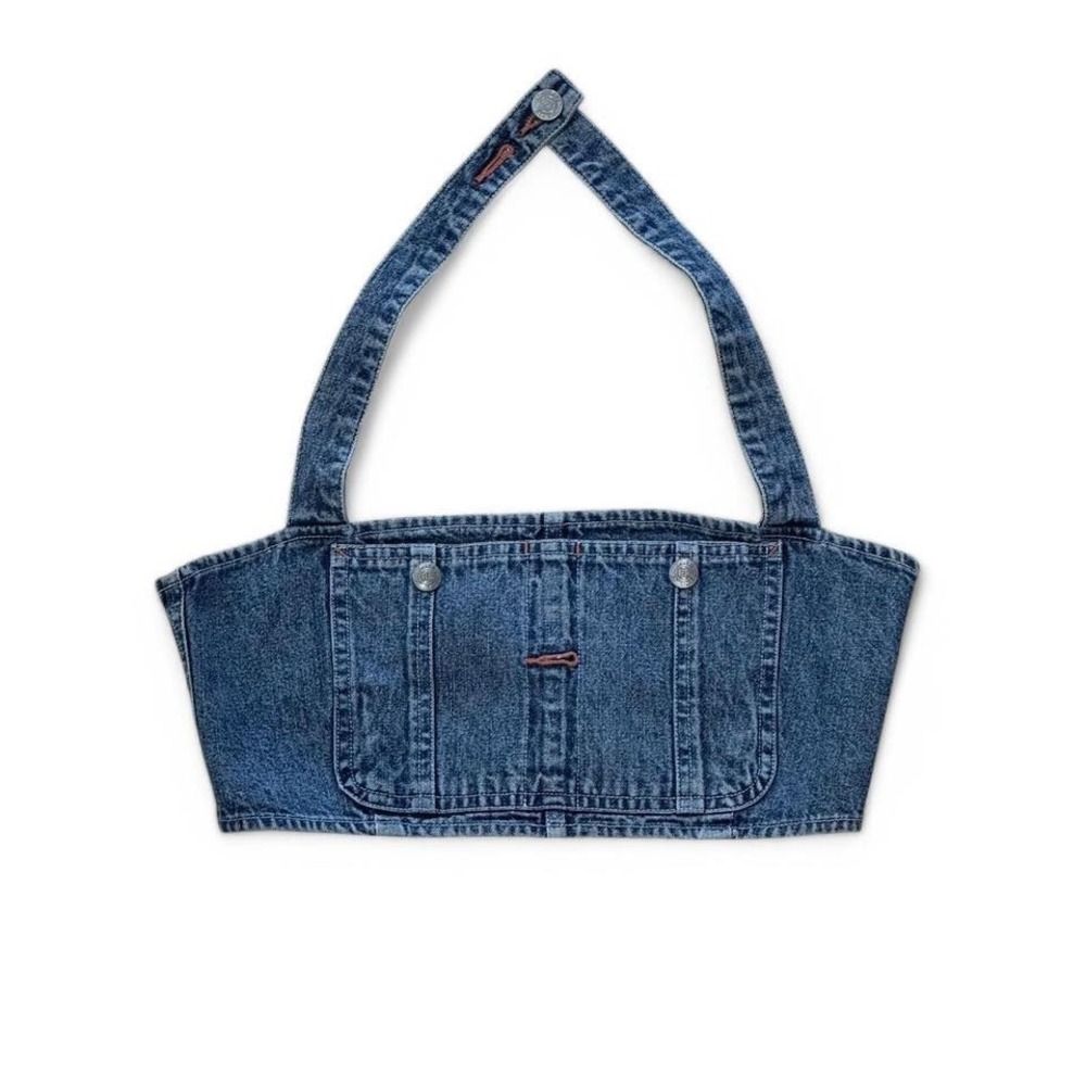 Vintage Y2K Polo Ralph Lauren Cropped Denim Halter Top Womens Size 4